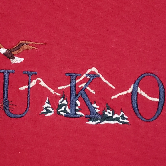 Vintage Yukon Canada Embroidered Eagle Elk Mountains Animal Nature T-shirt - Picture 4 of 10